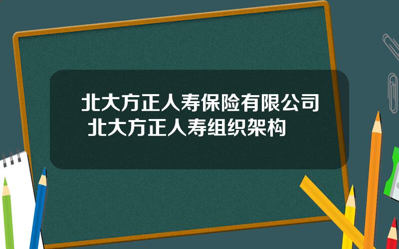 北大方正人寿保险有限公司 北大方正人寿组织架构